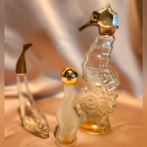 Vintage Avon Trio of Ocean-Themed Empty Glass Decanters